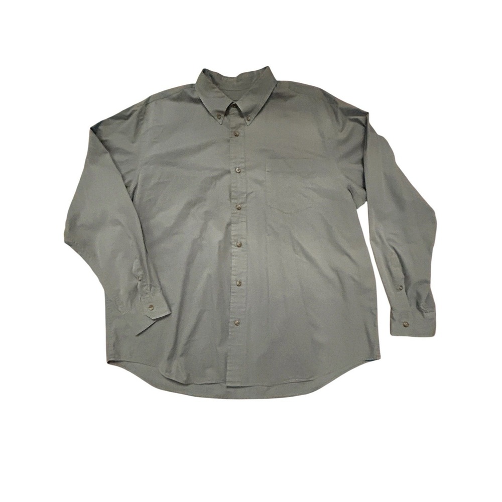 Eddie Bauer NWOT Button Collar Long Sleeve Shirt Mens SZ XXL Cotton Gray